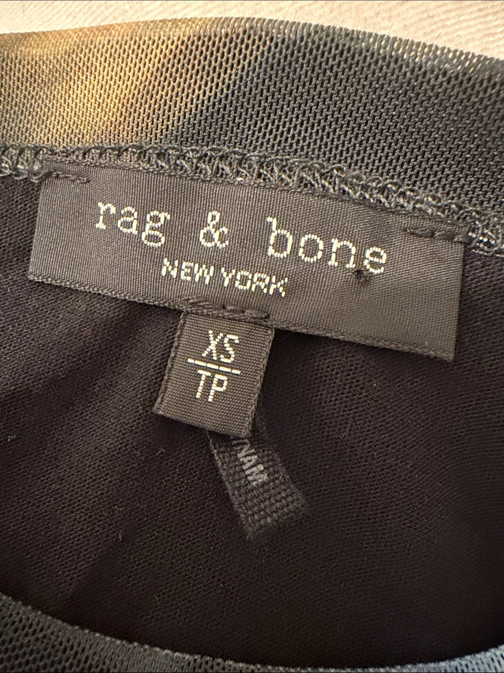 Rag & Bone Black Long Sleeve Top with Blue and Gold Accents Mesh - Picture 5 of 5